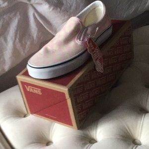 Vans pink and white checkered shoes